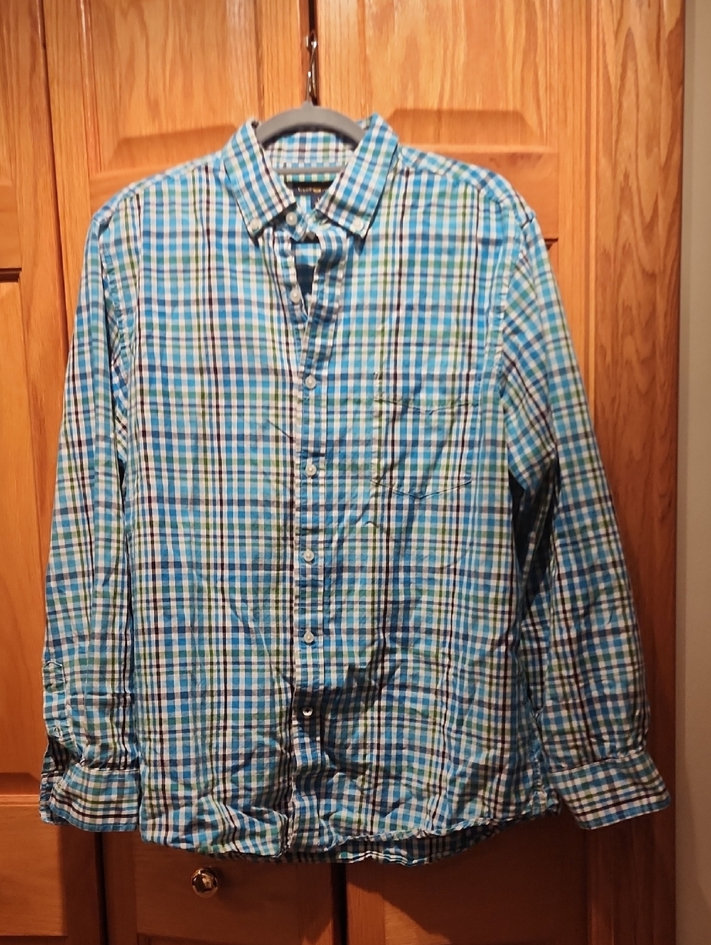 Club Room Blue and Green Plaid Button-Down Shirt